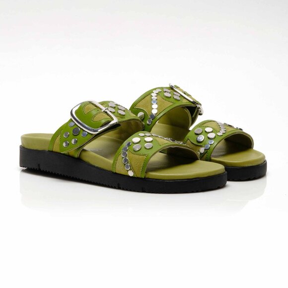 FREE PEOPLE Revelry Studded Sandals / Olive Moss - Picture 11 of 13